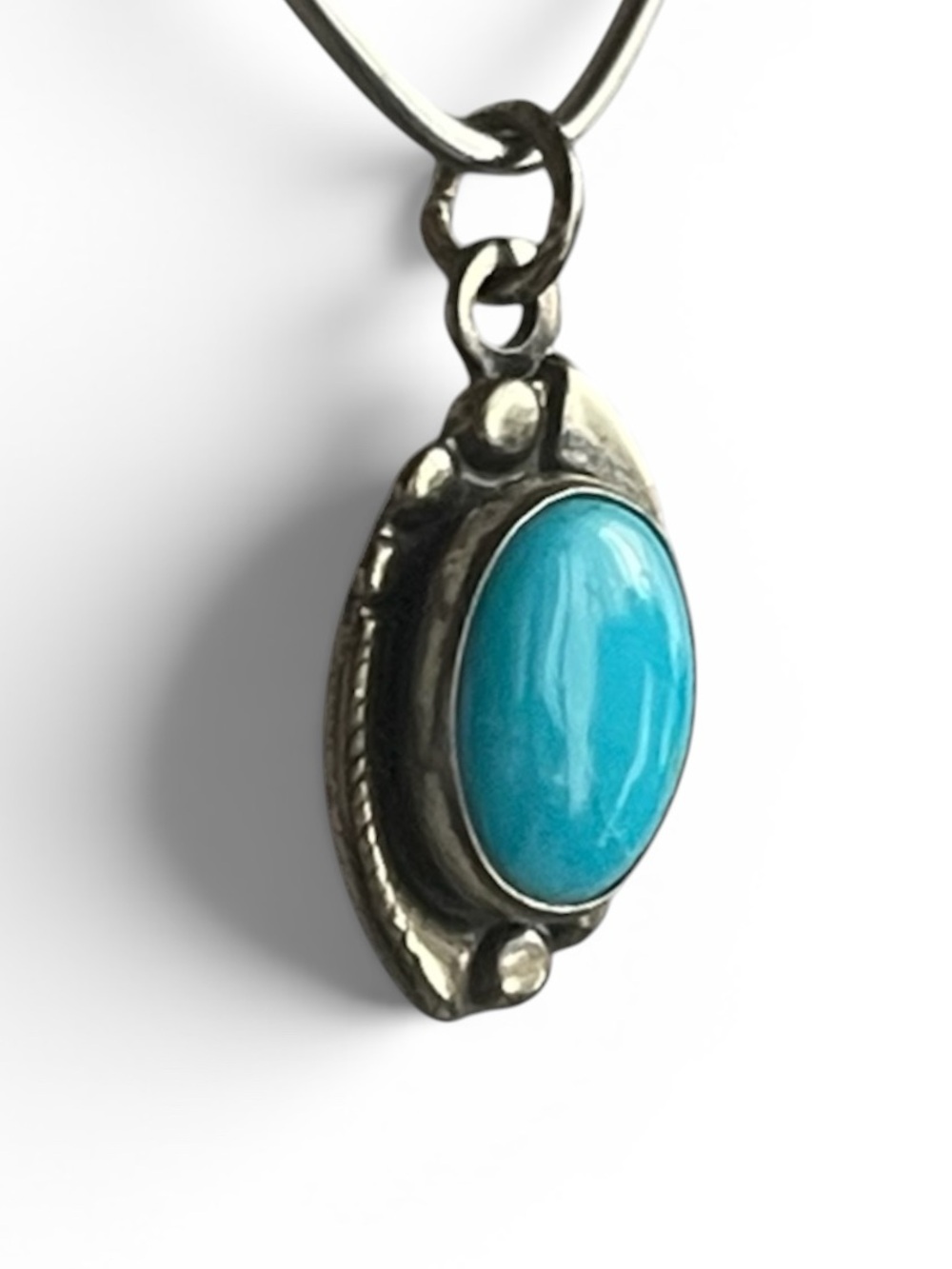 Artisan Turquoise Sterling Silver Pendant Signed 925